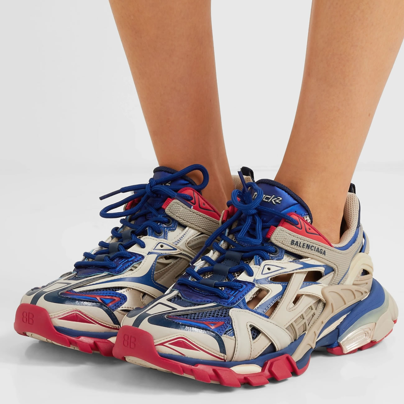 Balenciaga Track 2 Logo Detailed Mesh Rubber Sneakers Grey Blue Red (3) - www.newkick.org Balenciaga Track 2 Logo Detailed Mesh Rubber Sneakers Grey Blue Red (3) - www.newkick.org