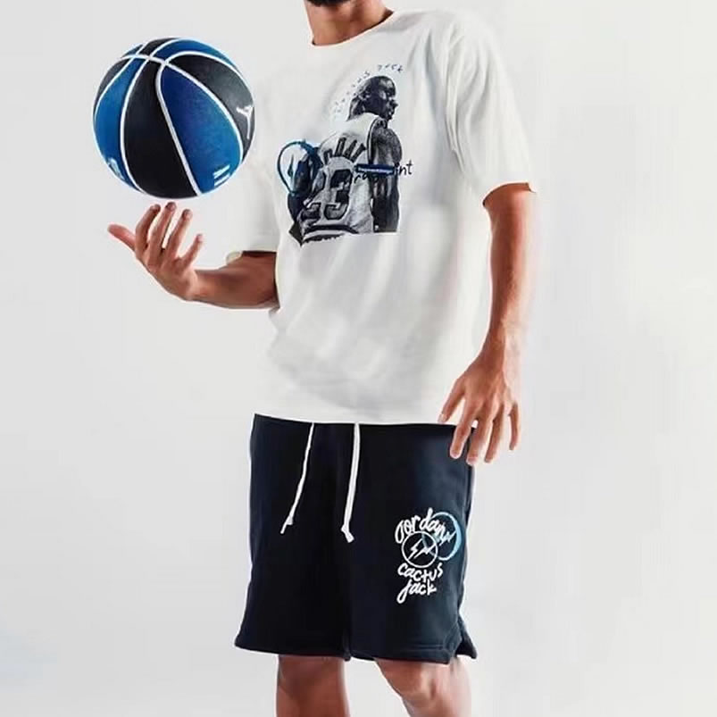 Travis Scott Cactus Jack Jordan T Shirt Khaki Desert White Shorts Black (2) - www.newkick.org