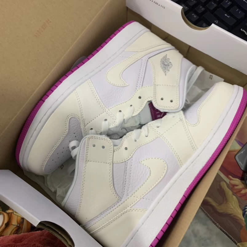 Air Jordan 1 Retro Custom Mid Gs Womens Pink Light Bone Chameleon 555112 Id (10) - www.newkick.org