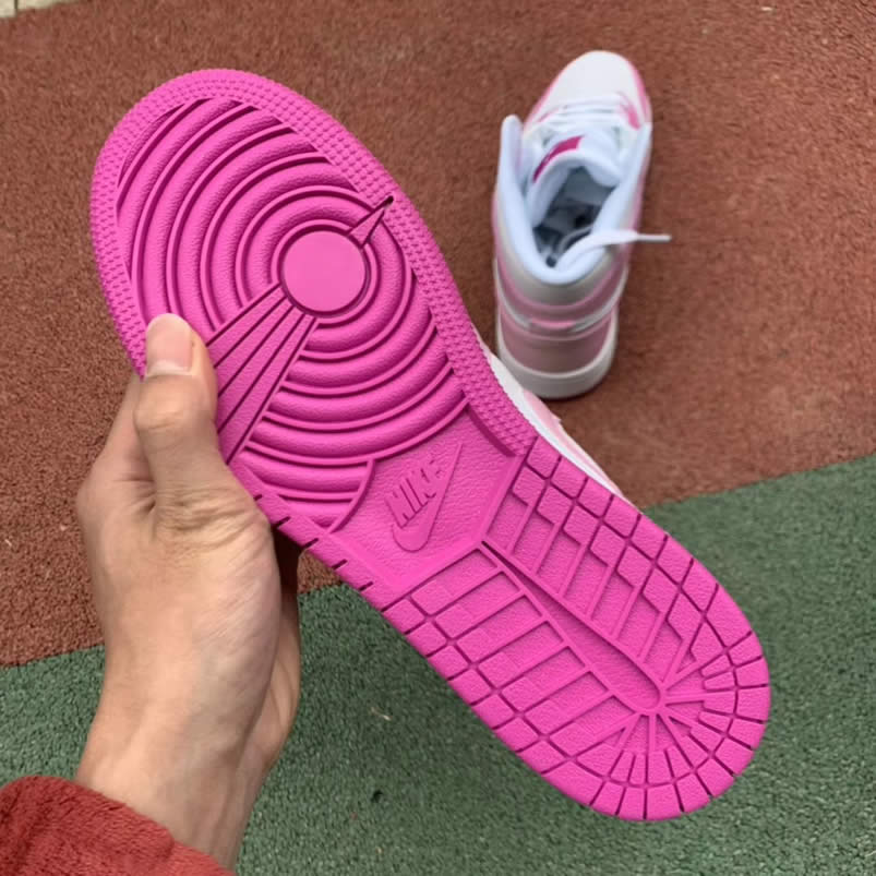 Air Jordan 1 Retro Custom Mid Gs Womens Pink Light Bone Chameleon 555112 Id (4) - www.newkick.org
