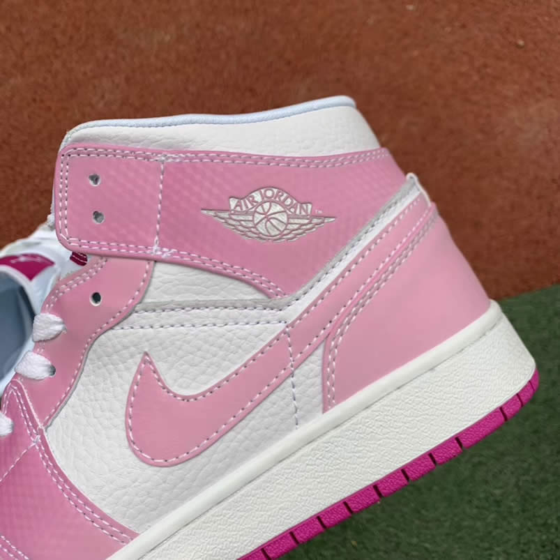 Air Jordan 1 Retro Custom Mid Gs Womens Pink Light Bone Chameleon 555112 Id (5) - www.newkick.org