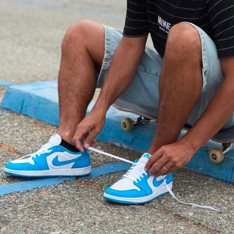 Nike Sb Air Jordan 1 Low Unc Blue On Feet (4) - www.newkick.vip