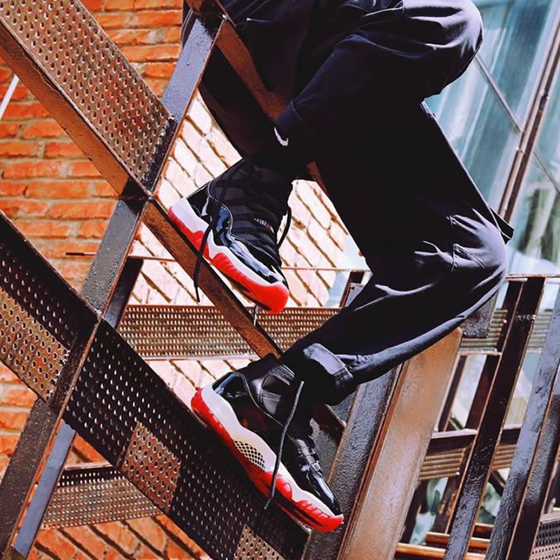 Air Jordan 11 Bred 2019 Black Red On Feet Release Date 378037 061 (1) - www.newkick.org
