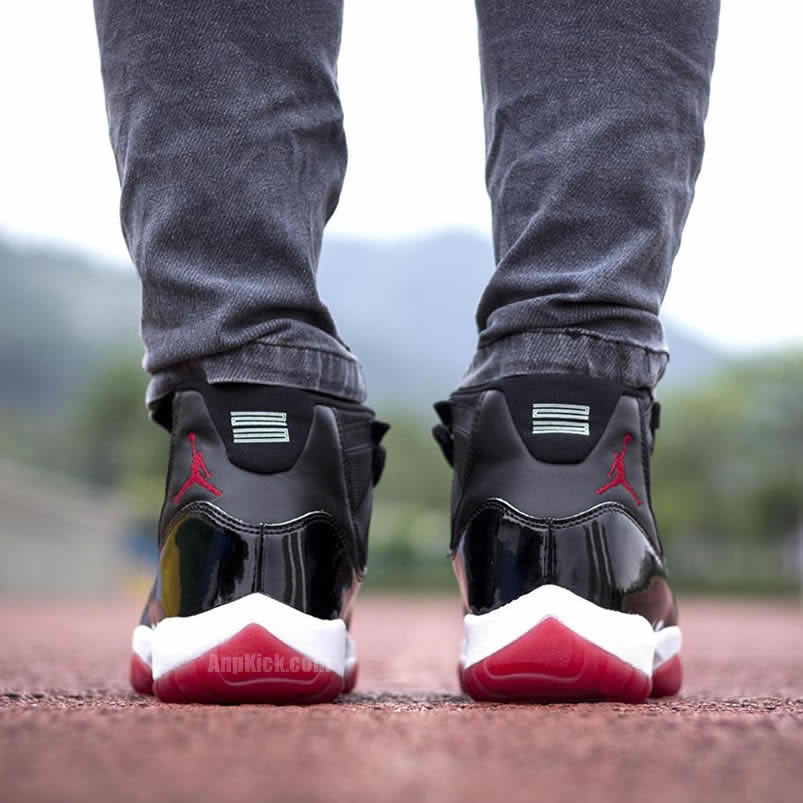 Air Jordan 11 Bred 2019 Black Red On Feet Release Date 378037 061 (10) - www.newkick.org