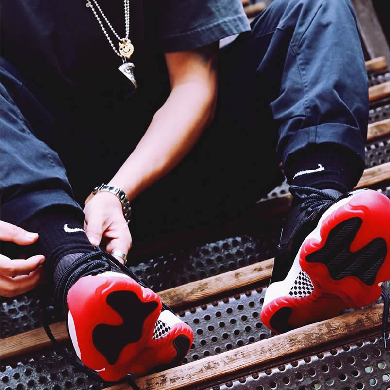 Air Jordan 11 Bred 2019 Black Red On Feet Release Date 378037 061 (2) - www.newkick.org