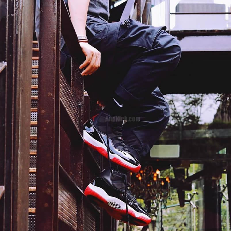 Air Jordan 11 Bred 2019 Black Red On Feet Release Date 378037 061 (3) - www.newkick.org