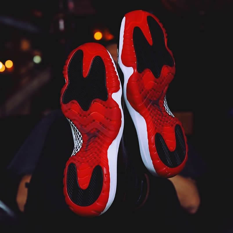 Air Jordan 11 Bred 2019 Black Red On Feet Release Date 378037 061 (6) - www.newkick.org