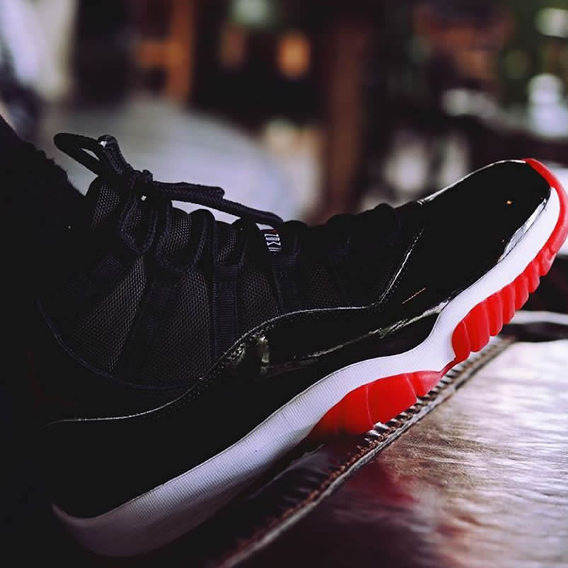 Air Jordan 11 Bred 2019 Black Red On Feet Release Date 378037 061 (7) - www.newkick.org