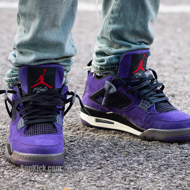 Travis Scott Air Jordan 4 Purple On Feet (1) - www.newkick.org Travis Scott Air Jordan 4 Purple On Feet (1) - www.newkick.org