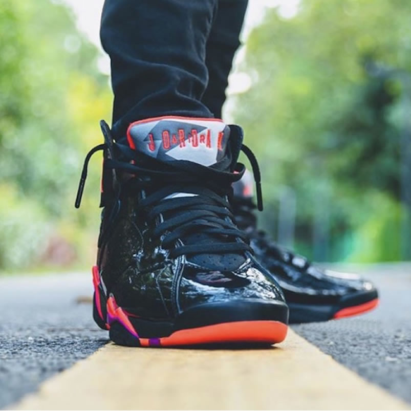 Air Jordan 7 Wmns Black Patent Leather Shoes On Feet Release Date 313358 006 (2) - www.newkick.org