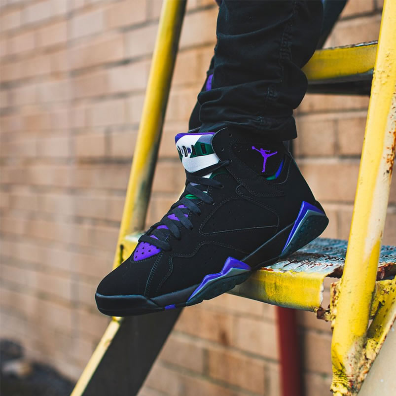 Air Jordan Retro 7 Ray Allen On Foot Pe Black And Purple 304775 053 (1) - www.newkick.org
