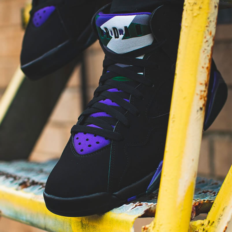 Air Jordan Retro 7 Ray Allen On Foot Pe Black And Purple 304775 053 (2) - www.newkick.org