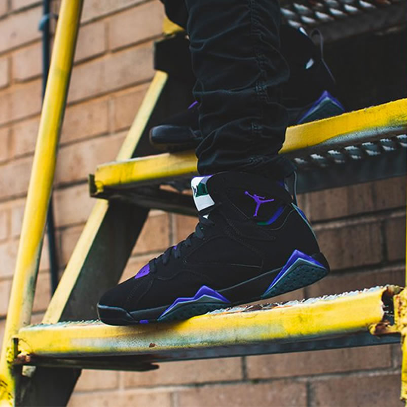 Air Jordan Retro 7 Ray Allen On Foot Pe Black And Purple 304775 053 (5) - www.newkick.org