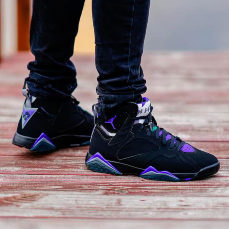 Air Jordan Retro 7 Ray Allen On Foot Pe Black And Purple 304775 053 (7) - www.newkick.org