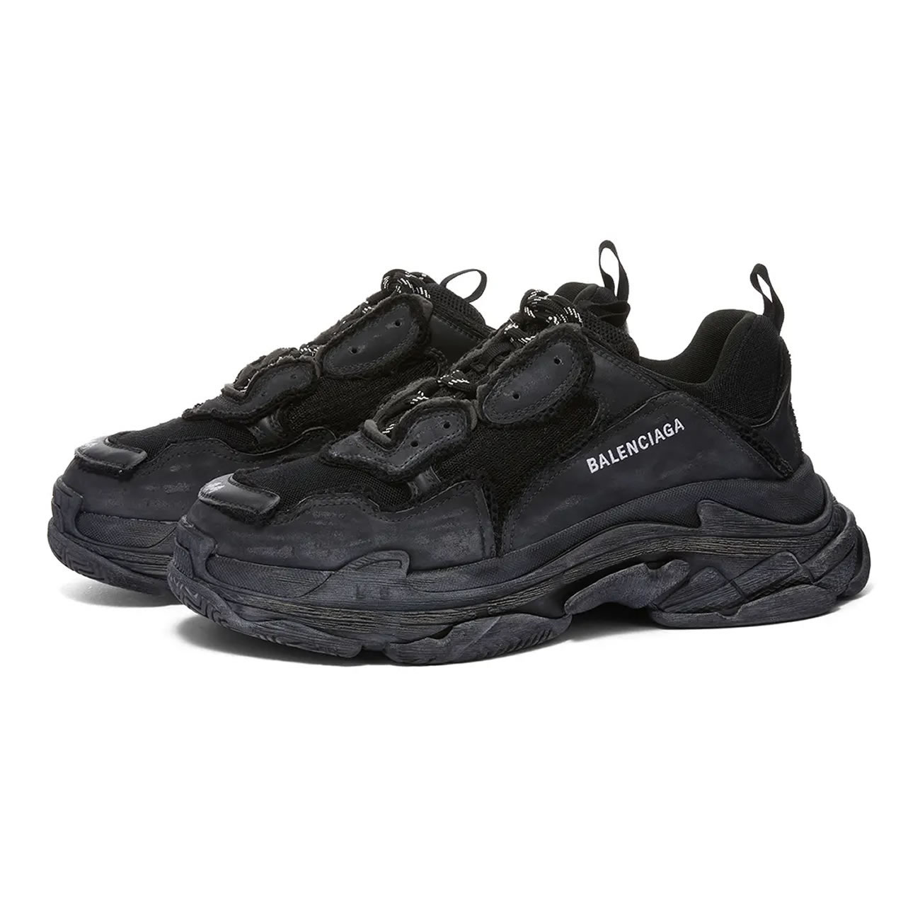 Balenciaga Triple S Triple Black 2018 Reissue Pre Distressed 512176 W09o1 1000 (10) - www.newkick.org