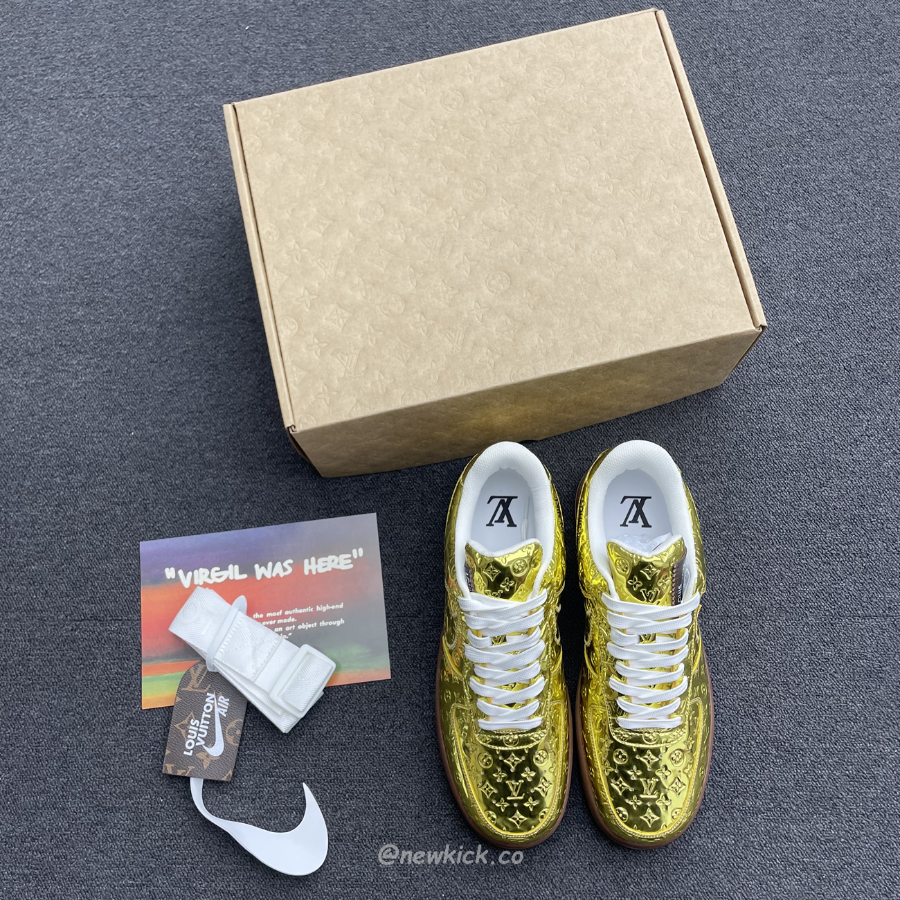 Louis Vuitton Nike Air Force 1 Low By Virgil Abloh Metallic Gold (2) - www.newkick.org