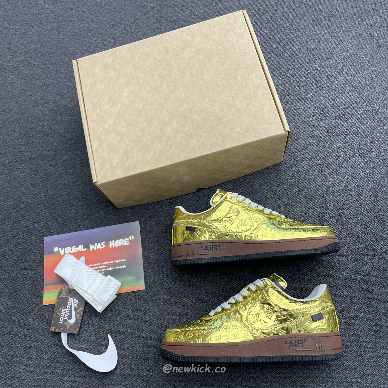 Louis Vuitton Nike Air Force 1 Low By Virgil Abloh Metallic Gold (5) - www.newkick.org