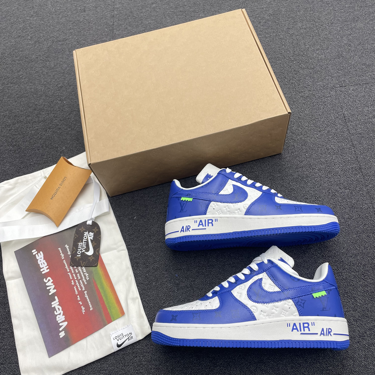 Louis Vuitton Nike Air Force 1 Low By Virgil Abloh White Green Royal (15) - www.newkick.org