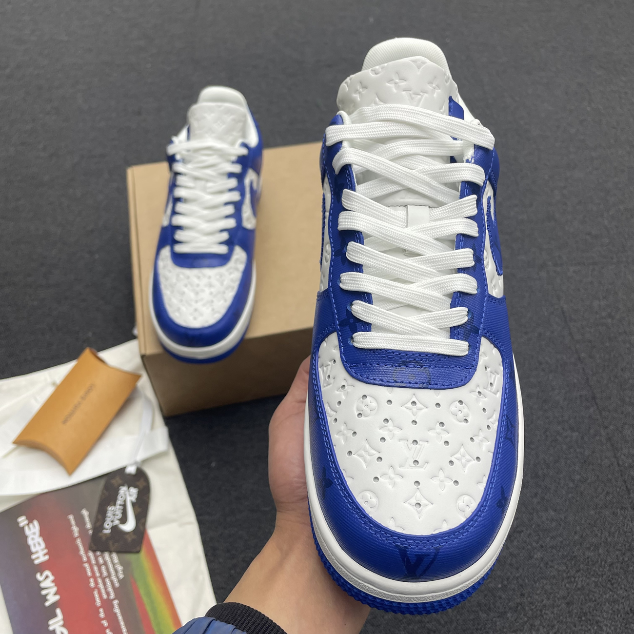 Louis Vuitton Nike Air Force 1 Low By Virgil Abloh White Green Royal (16) - www.newkick.org