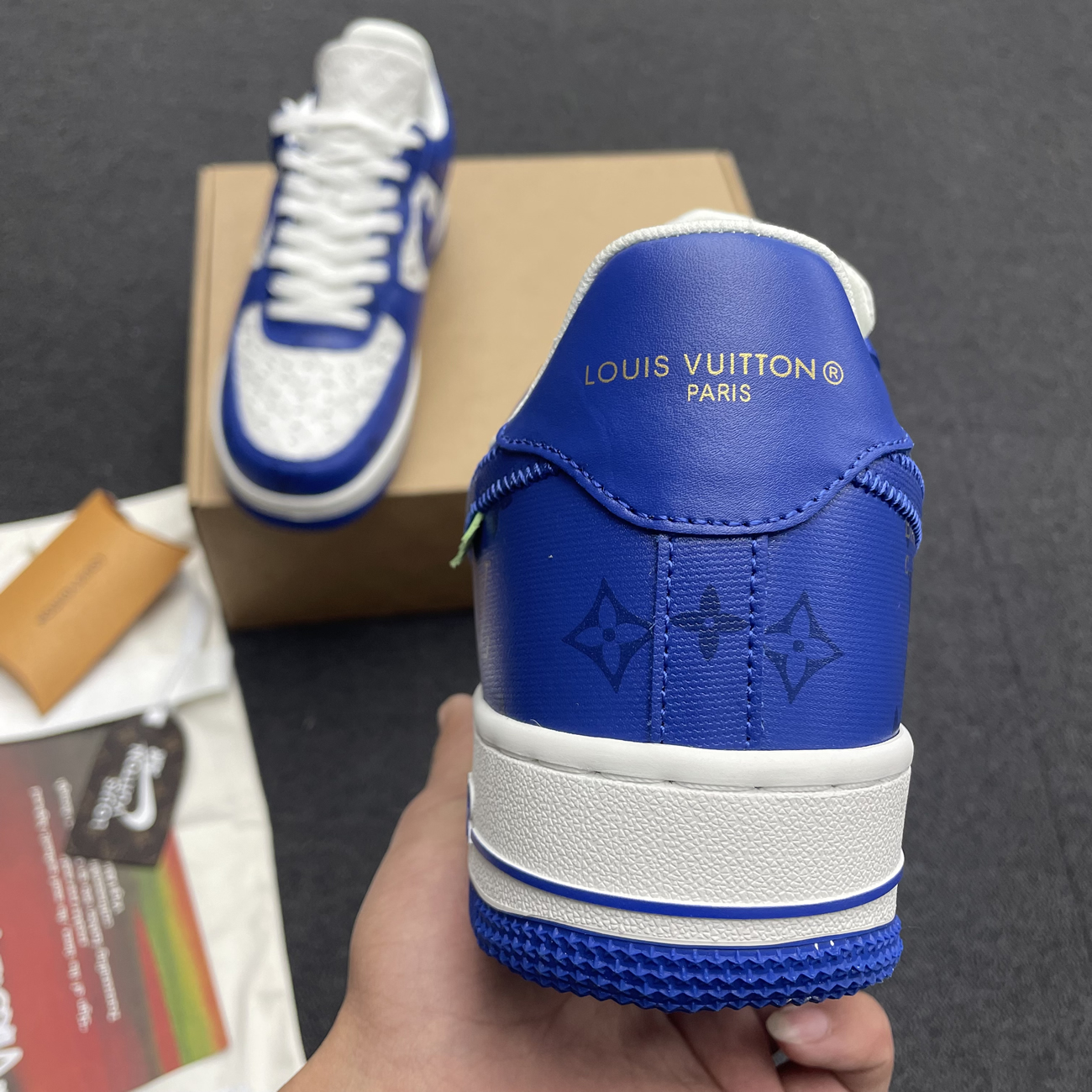 Louis Vuitton Nike Air Force 1 Low By Virgil Abloh White Green Royal (17) - www.newkick.org