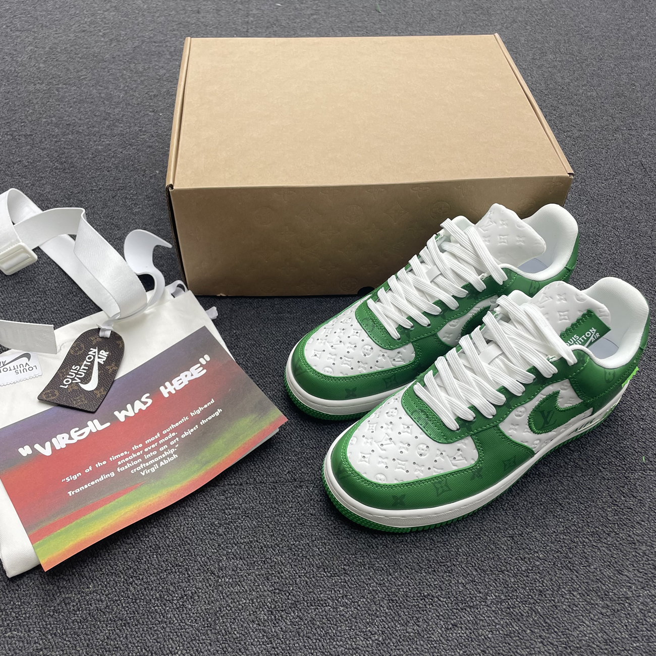 Louis Vuitton Nike Air Force 1 Low By Virgil Abloh White Green Royal (18) - www.newkick.org