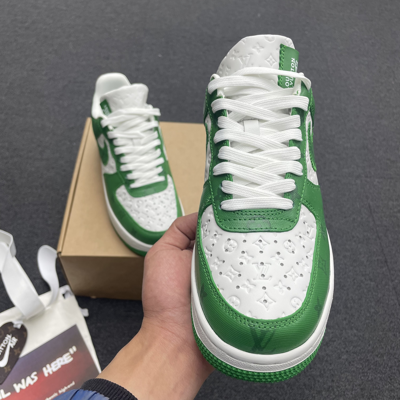 Louis Vuitton Nike Air Force 1 Low By Virgil Abloh White Green Royal (19) - www.newkick.org