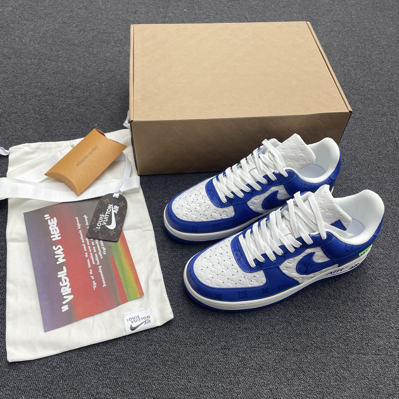 Louis Vuitton Nike Air Force 1 Low By Virgil Abloh White Green Royal (2) - www.newkick.org