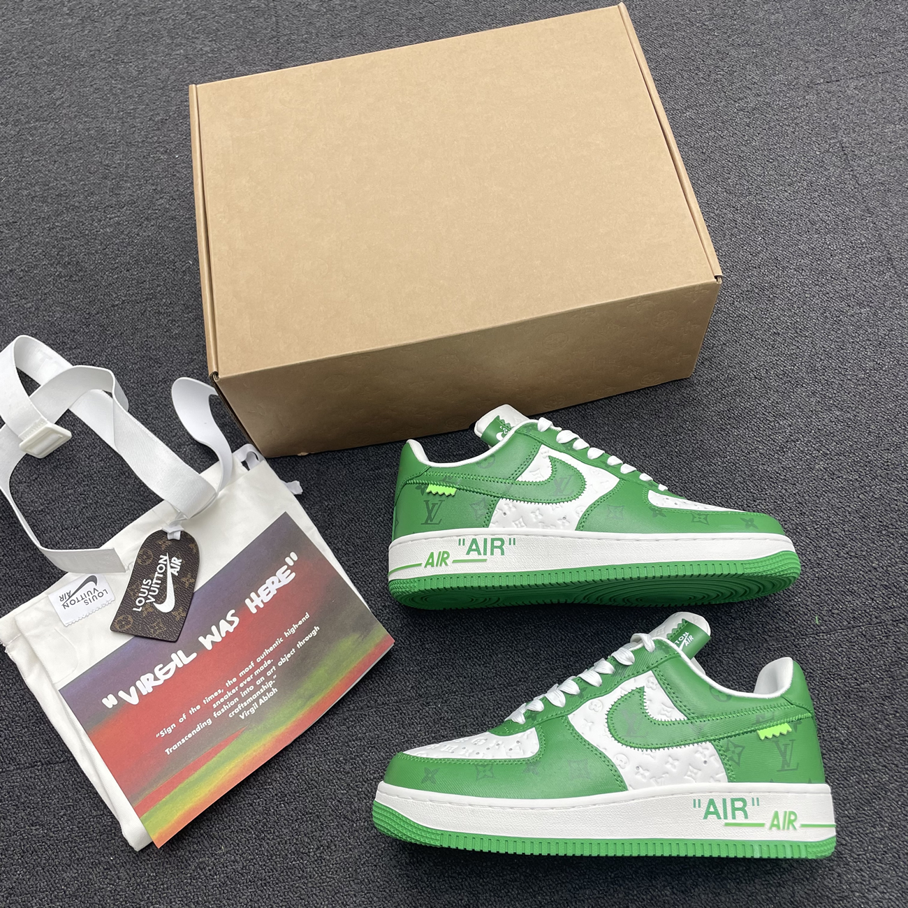 Louis Vuitton Nike Air Force 1 Low By Virgil Abloh White Green Royal (4) - www.newkick.org