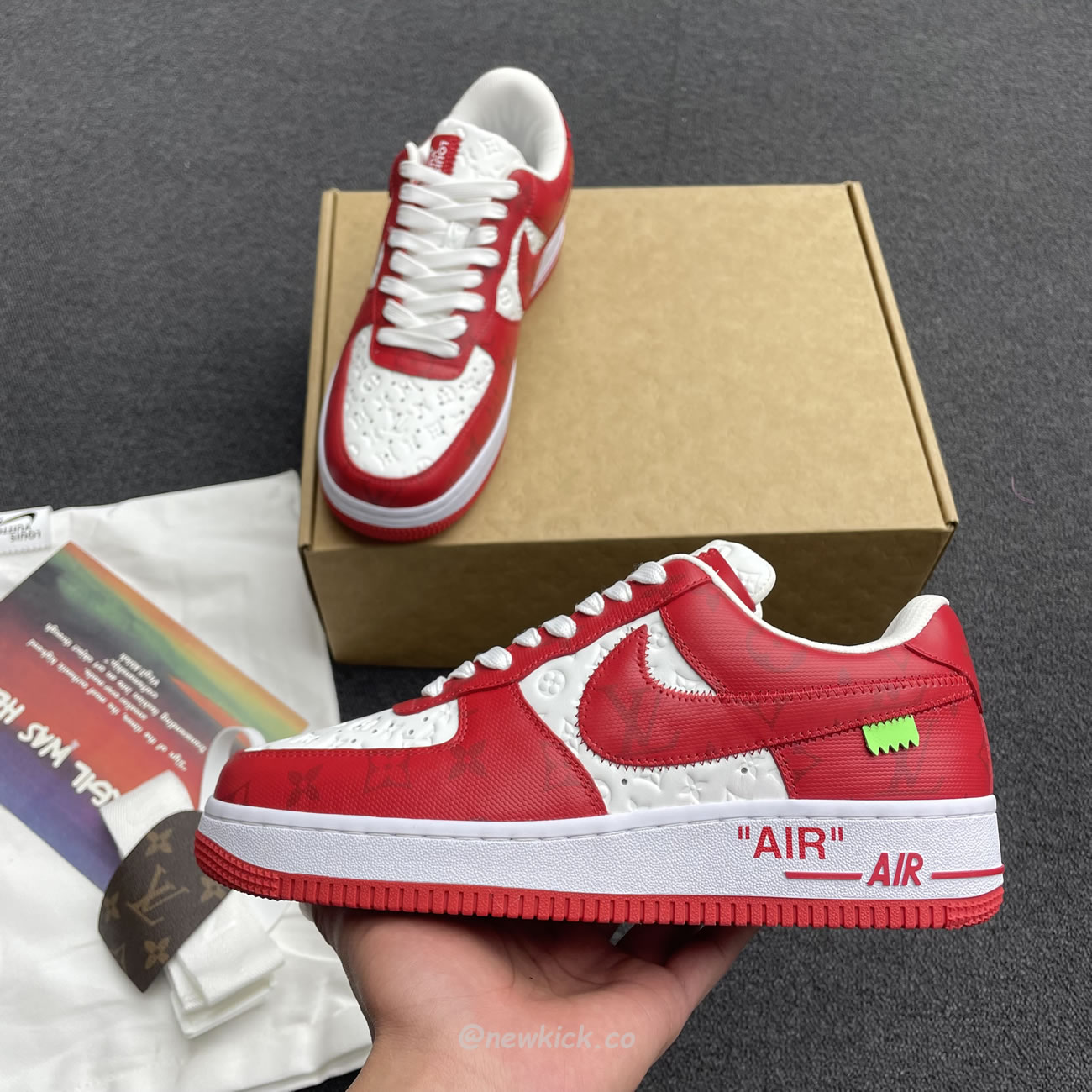 Louis Vuitton Nike Air Force 1 Low By Virgil Abloh White Green Royal (47) - www.newkick.org