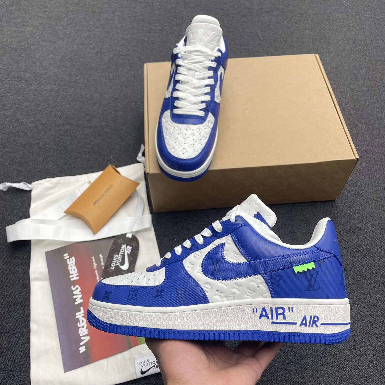 Louis Vuitton Nike Air Force 1 Low By Virgil Abloh White Green Royal (5) - www.newkick.org