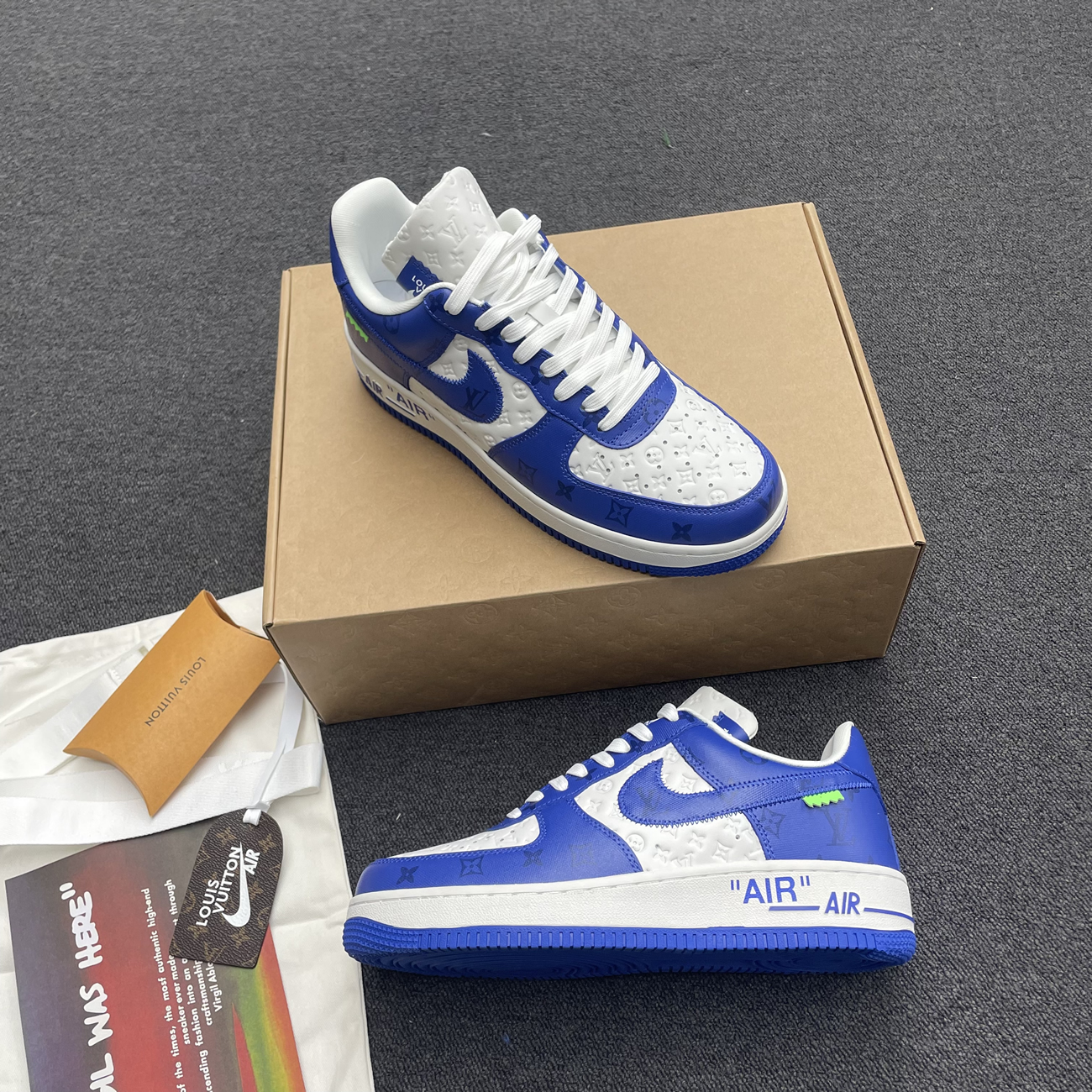 Louis Vuitton Nike Air Force 1 Low By Virgil Abloh White Green Royal (7) - www.newkick.org