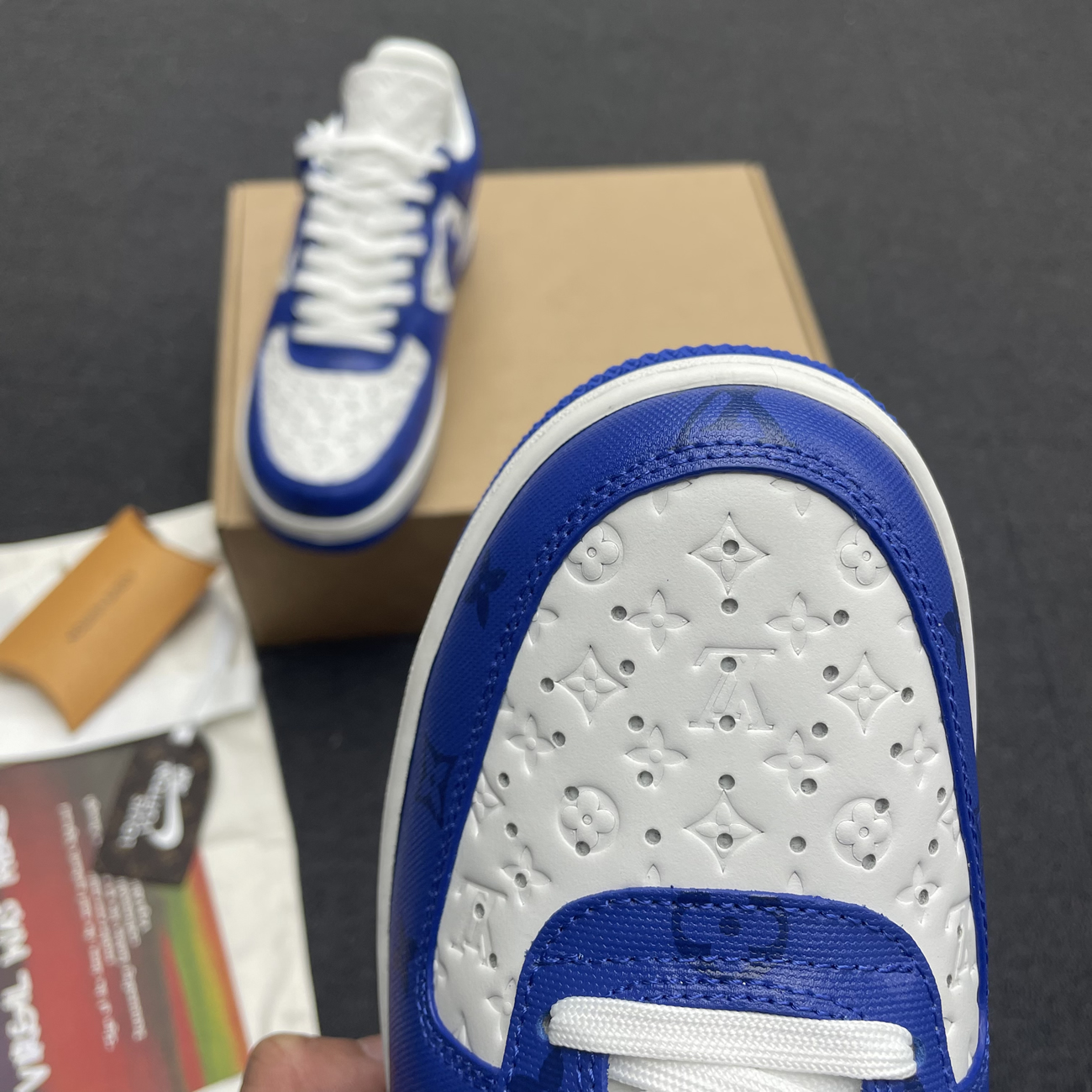 Louis Vuitton Nike Air Force 1 Low By Virgil Abloh White Green Royal (8) - www.newkick.org