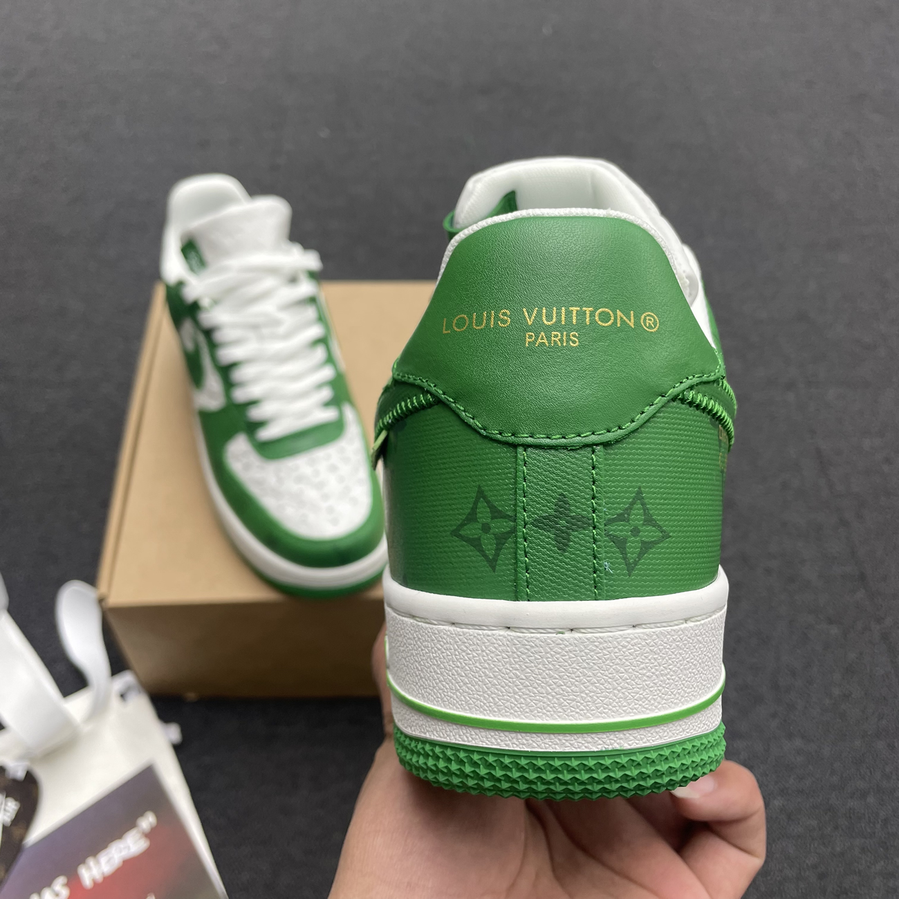 Louis Vuitton Nike Air Force 1 Low By Virgil Abloh White Green Royal (9) - www.newkick.org
