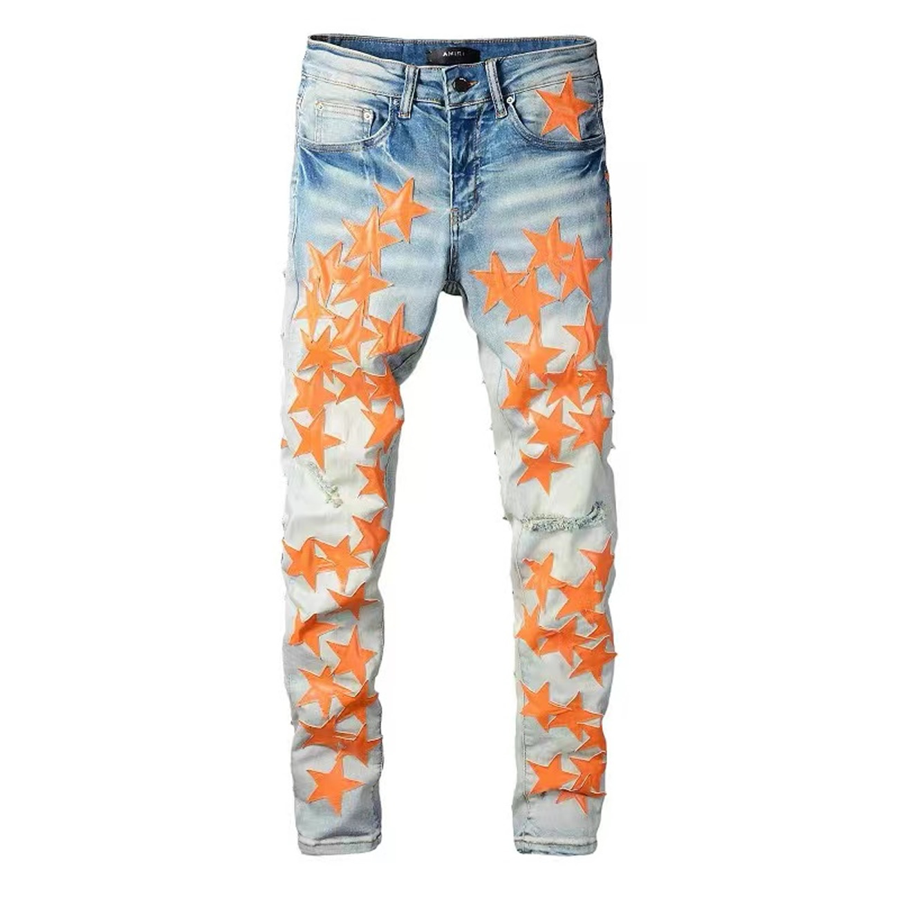 Amiri Chemist Denim Stars Skinny Jean Orange (4) - www.newkick.org
