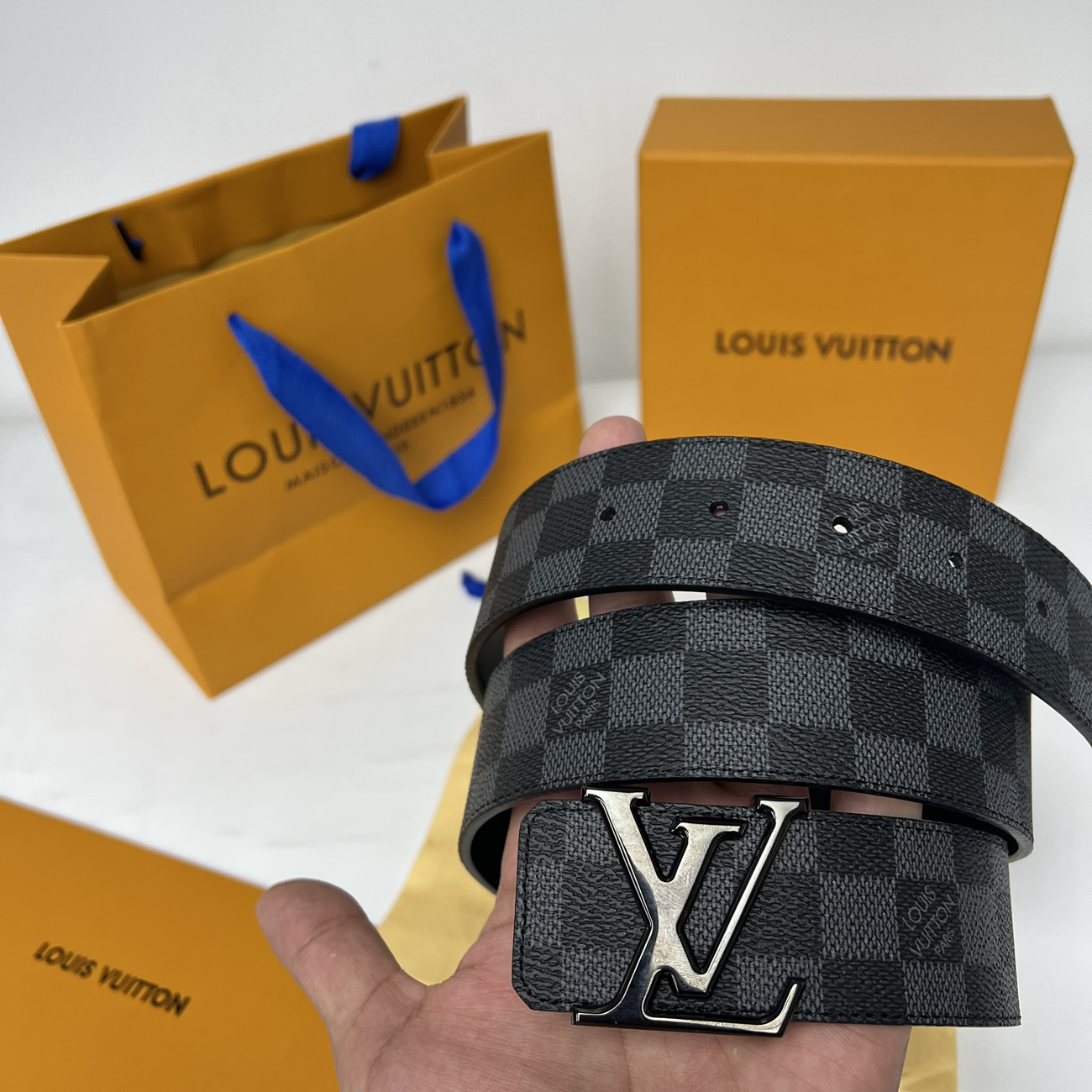 Lv Initiales 95cm 125cm Damier Black Belt (5) - www.newkick.org