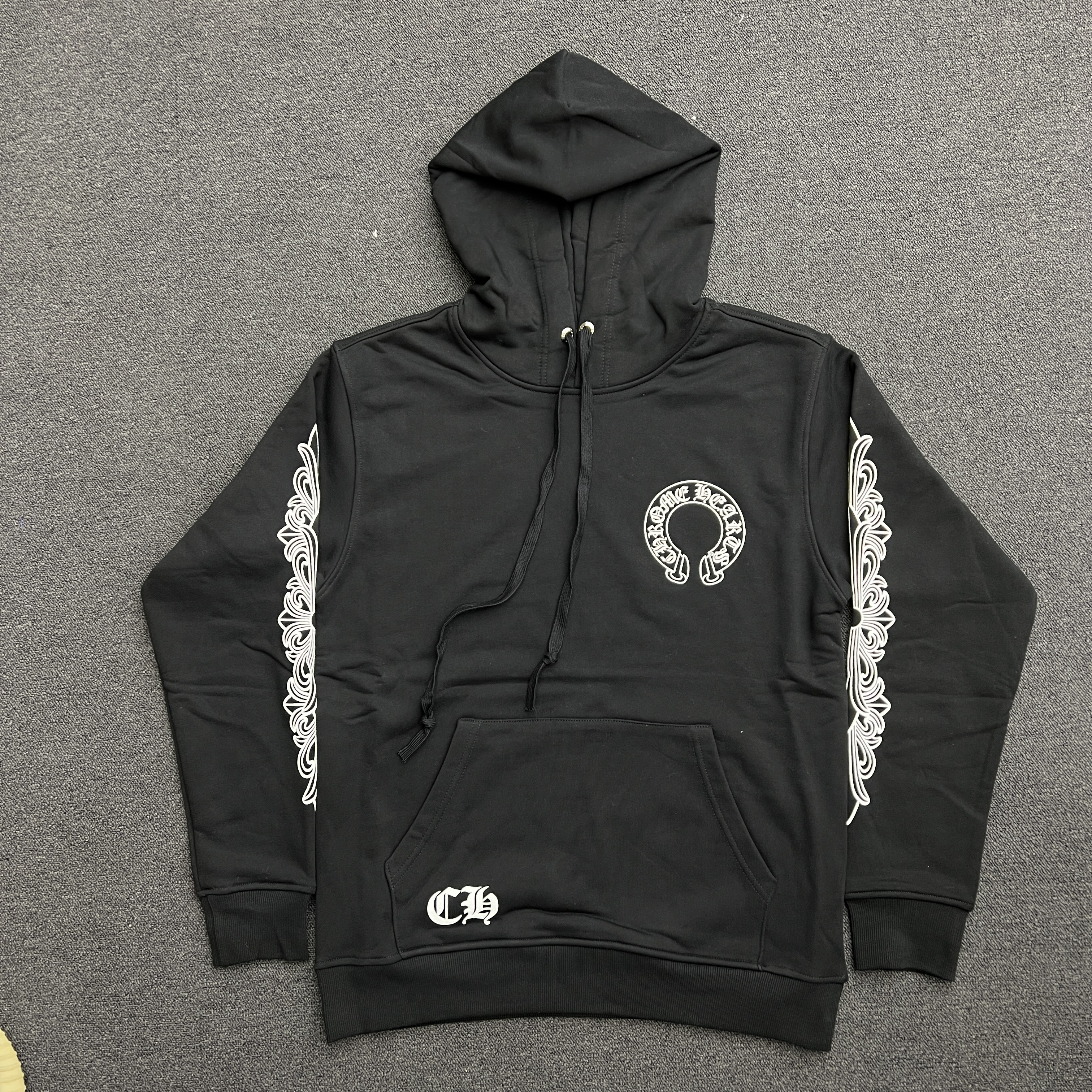 Chrome Hearts Horse Shoe Floral Hoodie Black (11) - www.newkick.org