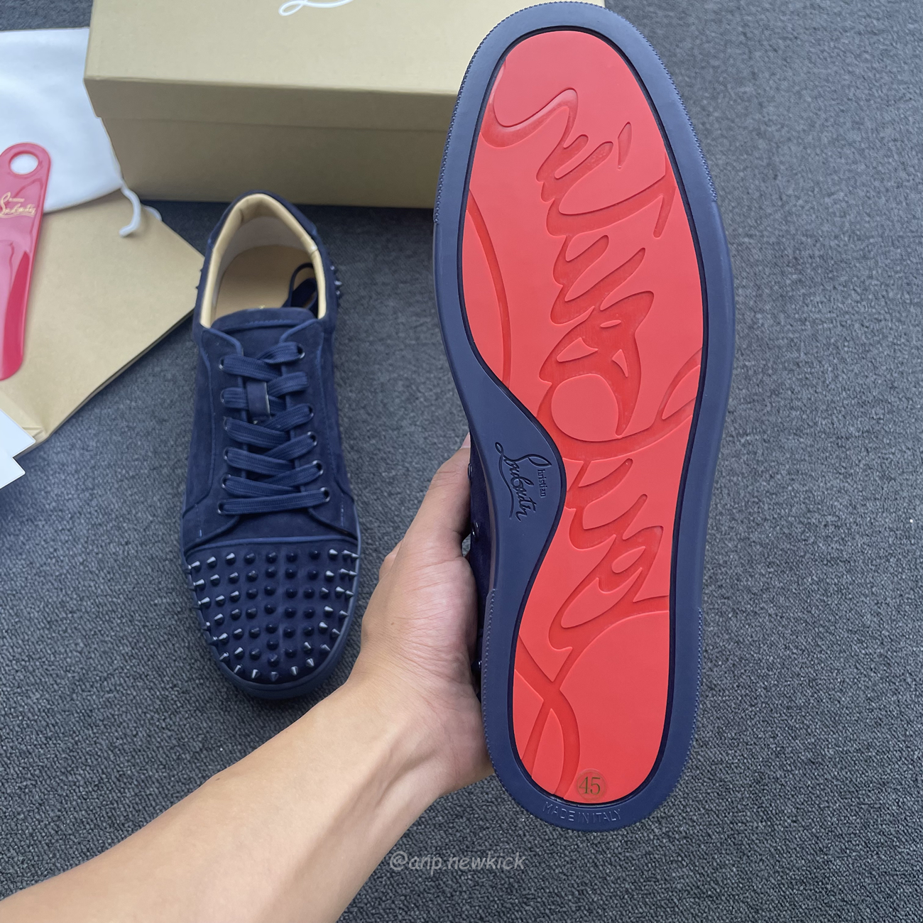Christian Louboutin Rivet Shoe Blue Suede Calf (7) - www.newkick.org Christian Louboutin Rivet Shoe Blue Suede Calf (7) - www.newkick.org