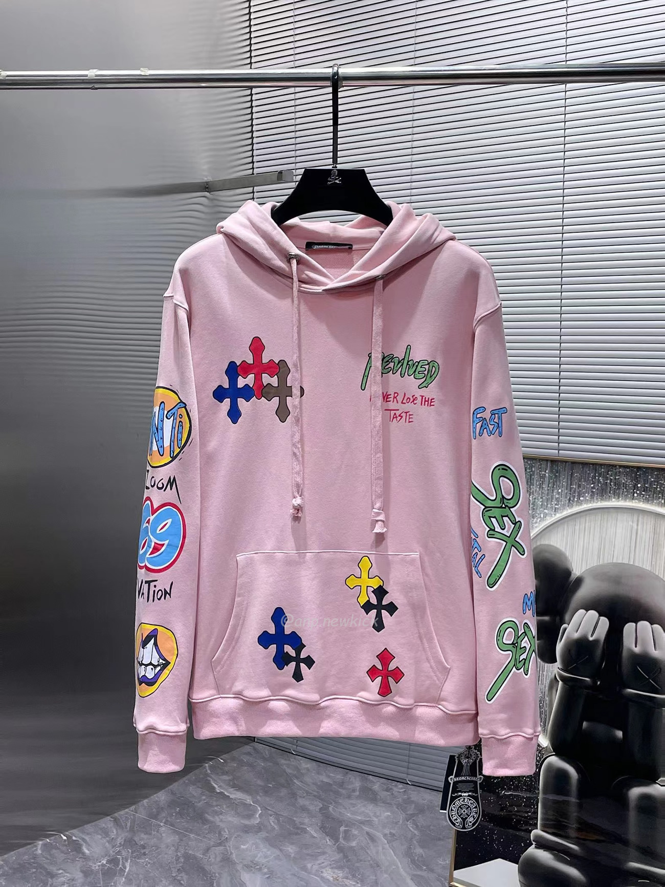 Chrome Hoodie Women Pullover Hip Hop Pink (2) - www.newkick.org