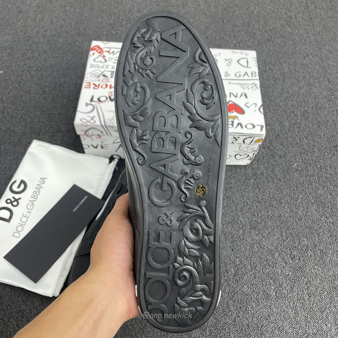 Dolce Gabbana Dg Logo Print Portofino Napa Calf Leather Sneakers (18) - www.newkick.org