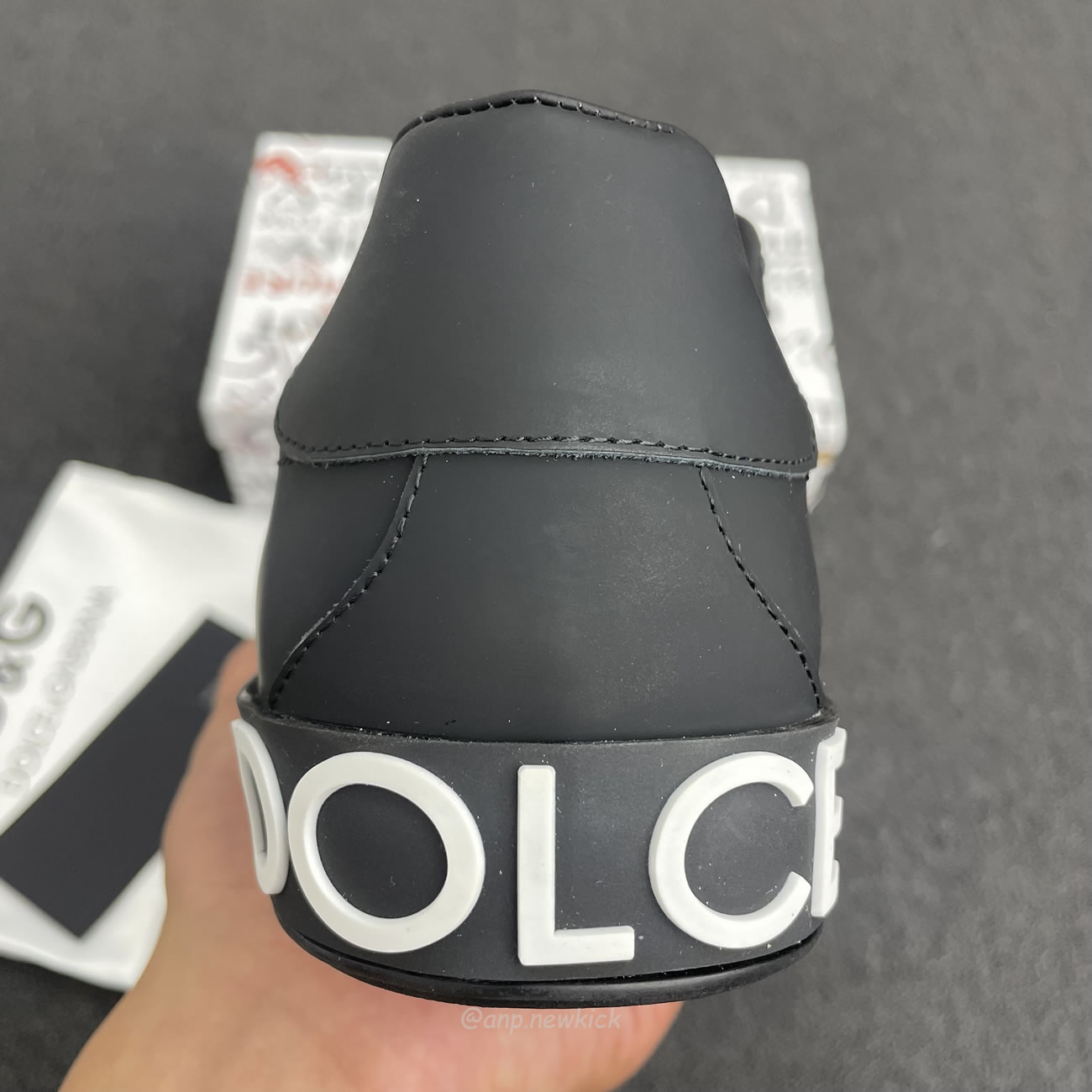 Dolce Gabbana Dg Logo Print Portofino Napa Calf Leather Sneakers (23) - www.newkick.org