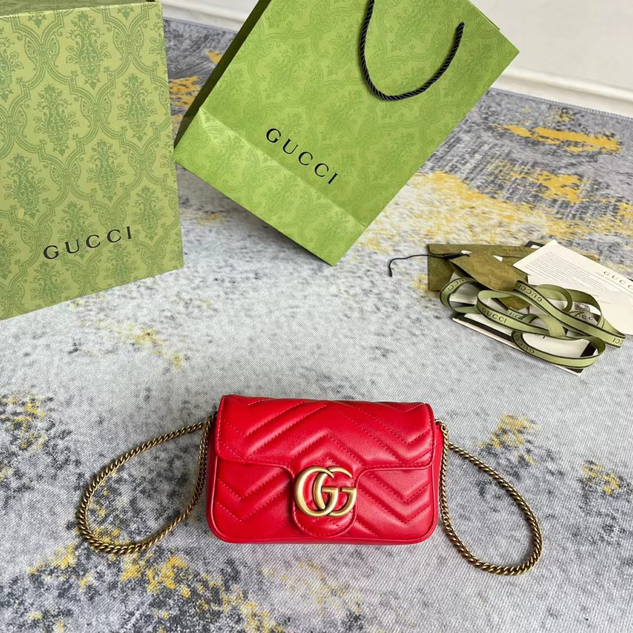 Gucci Gg Marmont Matelasse Super Mini Bag Red (10) - www.newkick.org