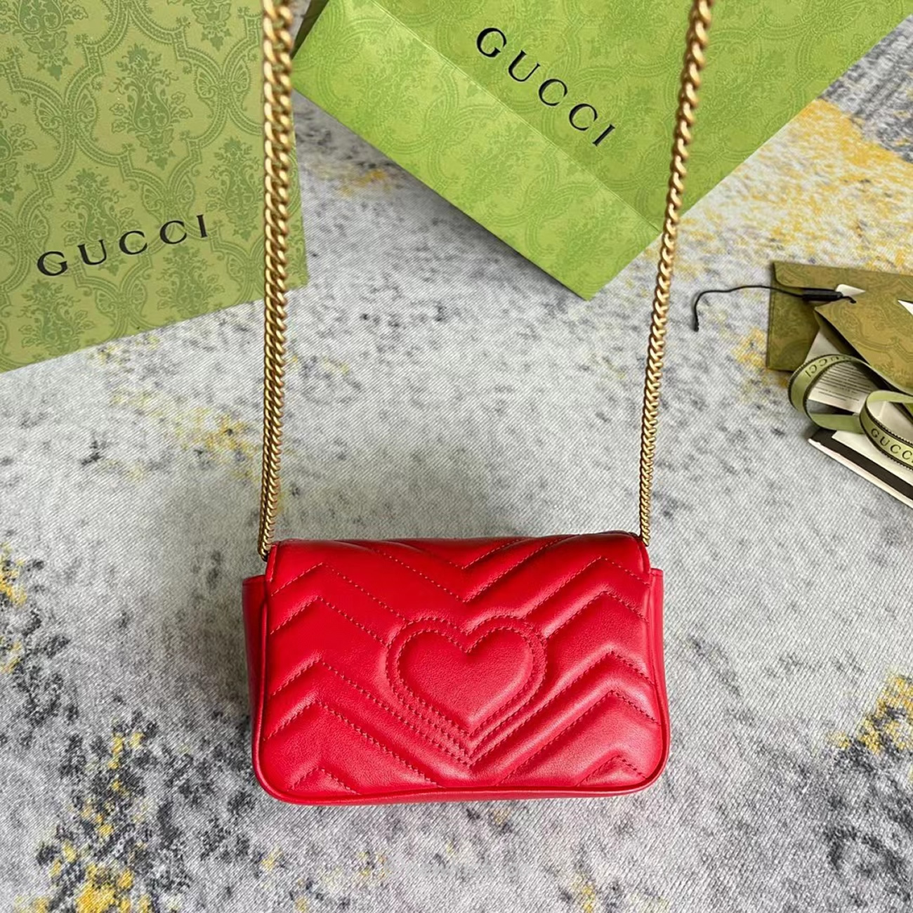 Gucci Gg Marmont Matelasse Super Mini Bag Red (3) - www.newkick.org