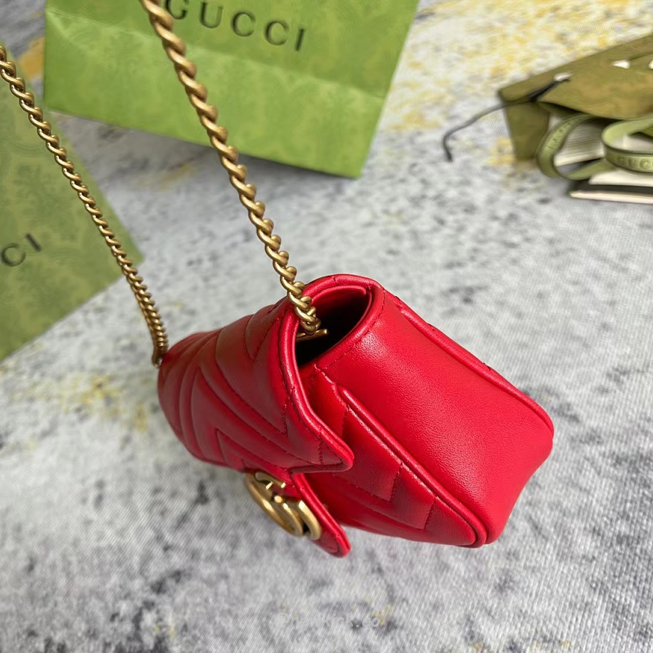 Gucci Gg Marmont Matelasse Super Mini Bag Red (5) - www.newkick.org