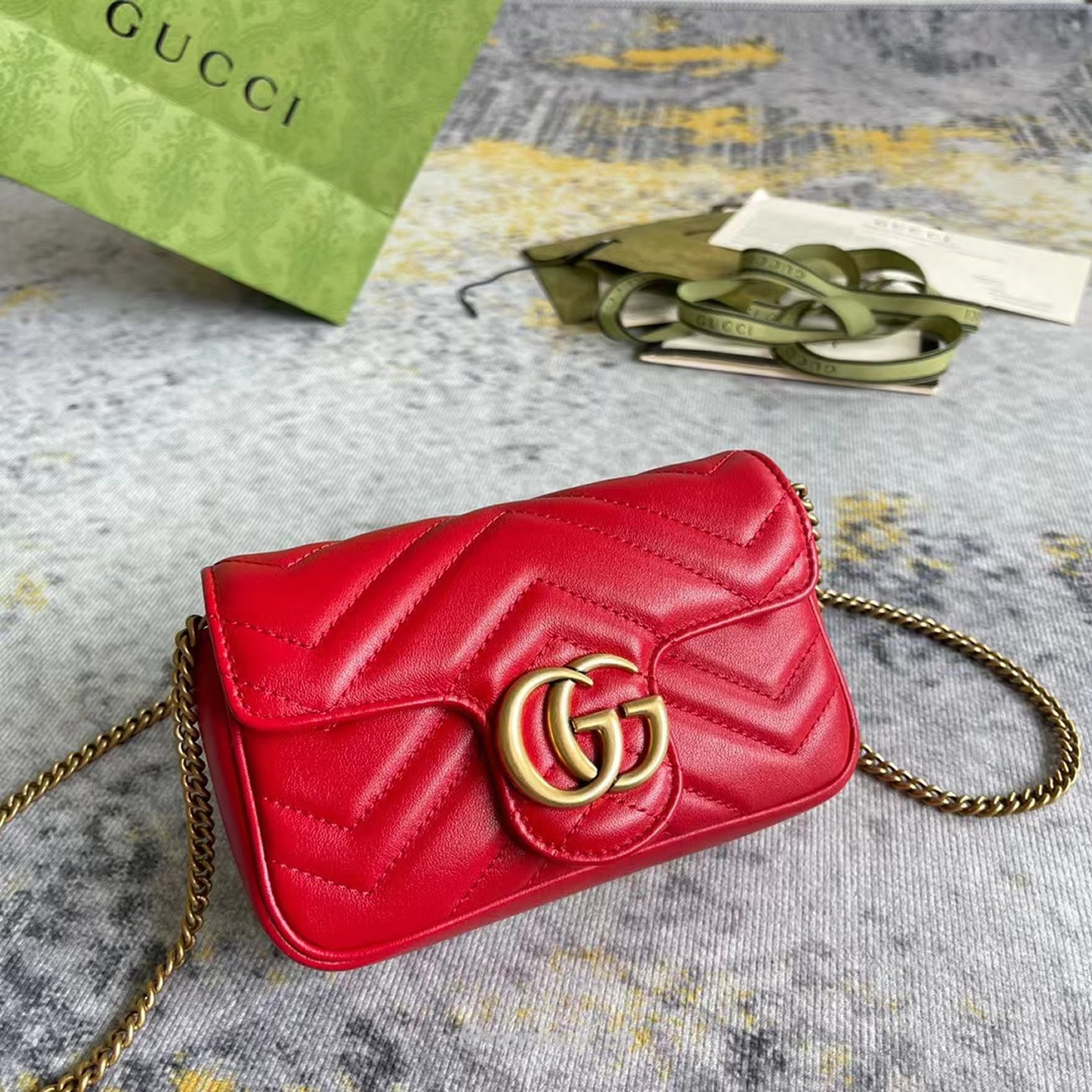 Gucci Gg Marmont Matelasse Super Mini Bag Red (8) - www.newkick.org