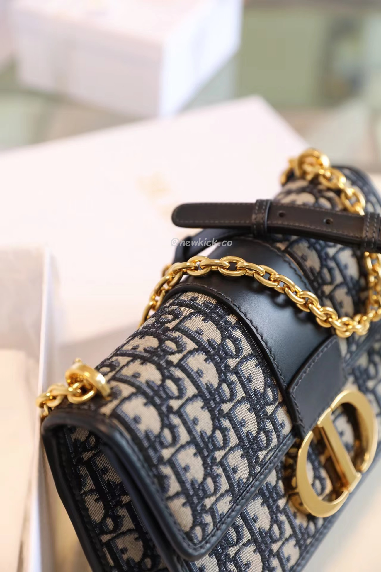 Dior 30 Montaigne Chain Bag Blue Dior Oblique Jacquard M9208utzq M928 (20) - www.newkick.org