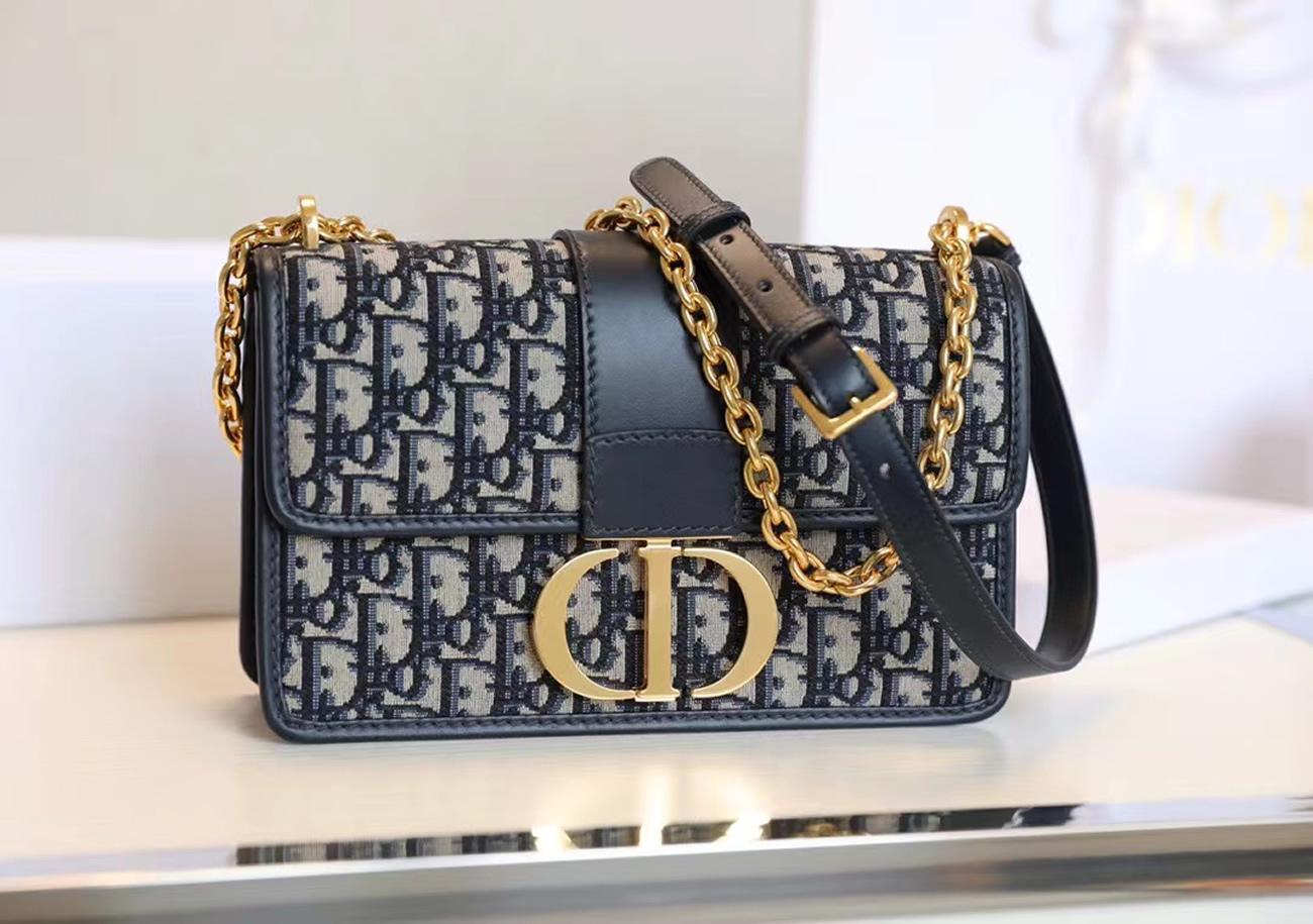 Dior 30 Montaigne Chain Bag Blue Dior Oblique Jacquard M9208utzq M928 (24) - www.newkick.org