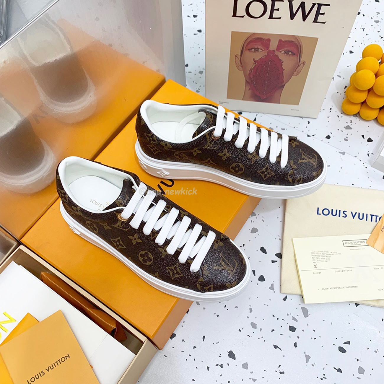 Louis Vuitton Time Out Monogram Leather Cacao Brown White Womens 1a8fjr (2) - www.newkick.org