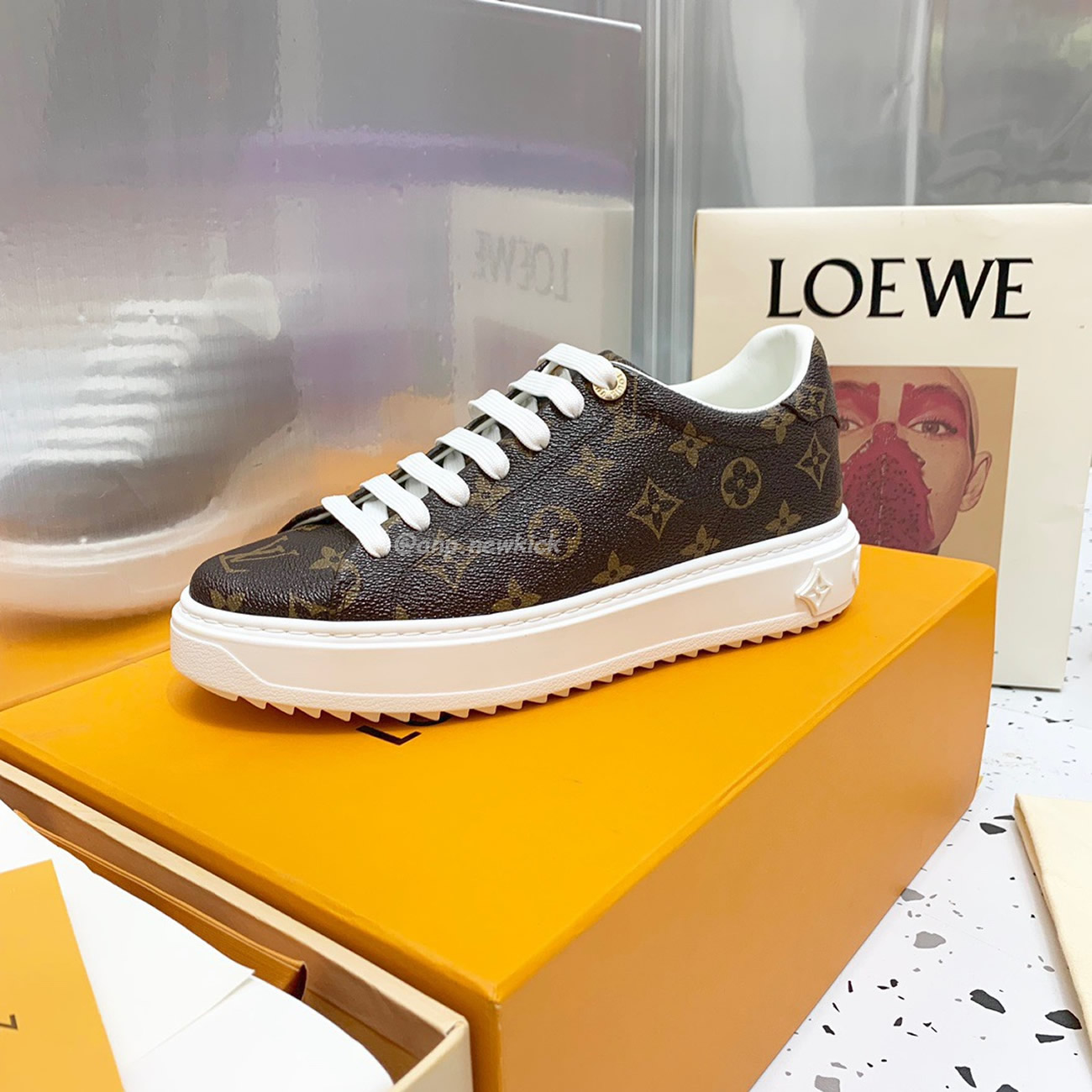 Louis Vuitton Time Out Monogram Leather Cacao Brown White Womens 1a8fjr (3) - www.newkick.org