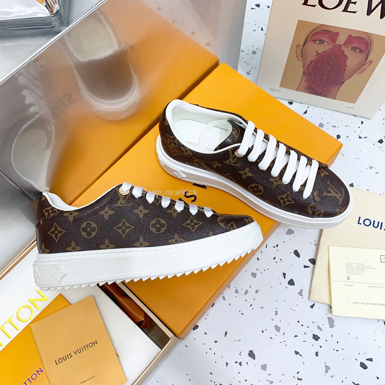 Louis Vuitton Time Out Monogram Leather Cacao Brown White Womens 1a8fjr (9) - www.newkick.org