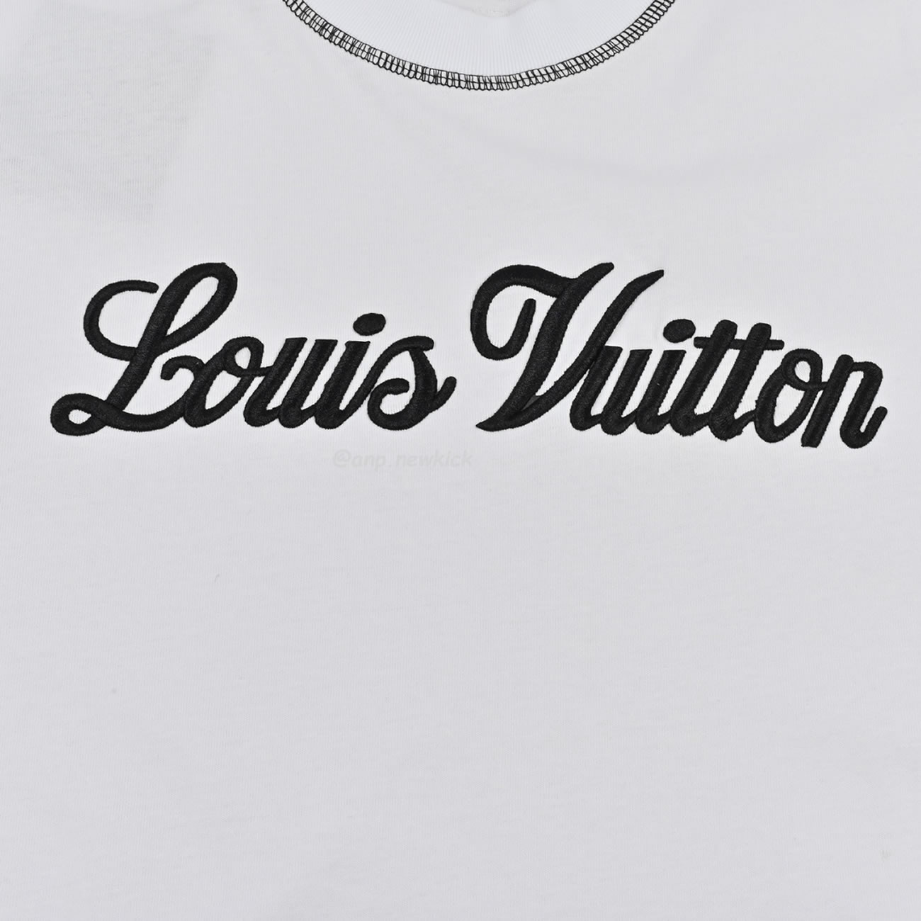 Louis Vuitton 24ss Stitching Cursive Embroidery Letters, Short Sleeves T Shirt (4) - www.newkick.vip